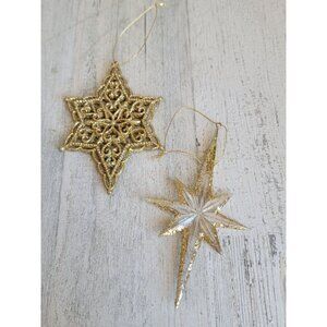 Golden glitter nativity star ornament Xmas set